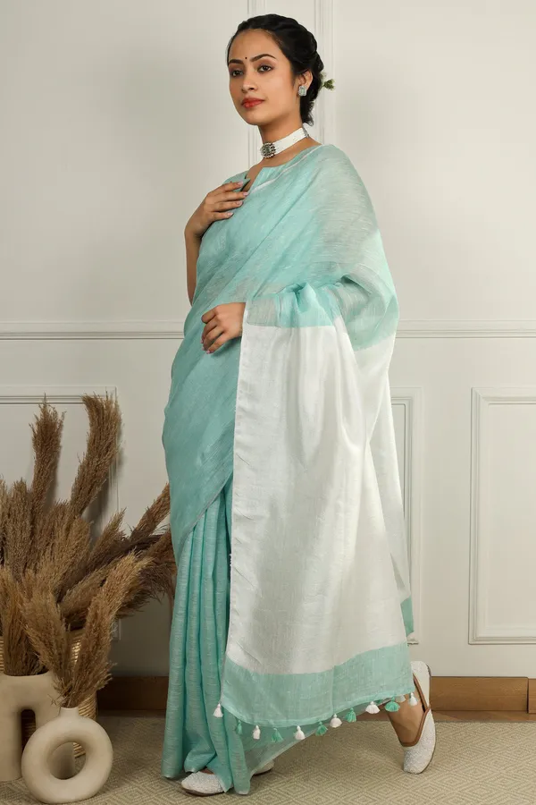 Ice_Blue_Pure_Linen_Premium_&_Elegant_Saree_For_Women_(With_Blouse_Piece)
