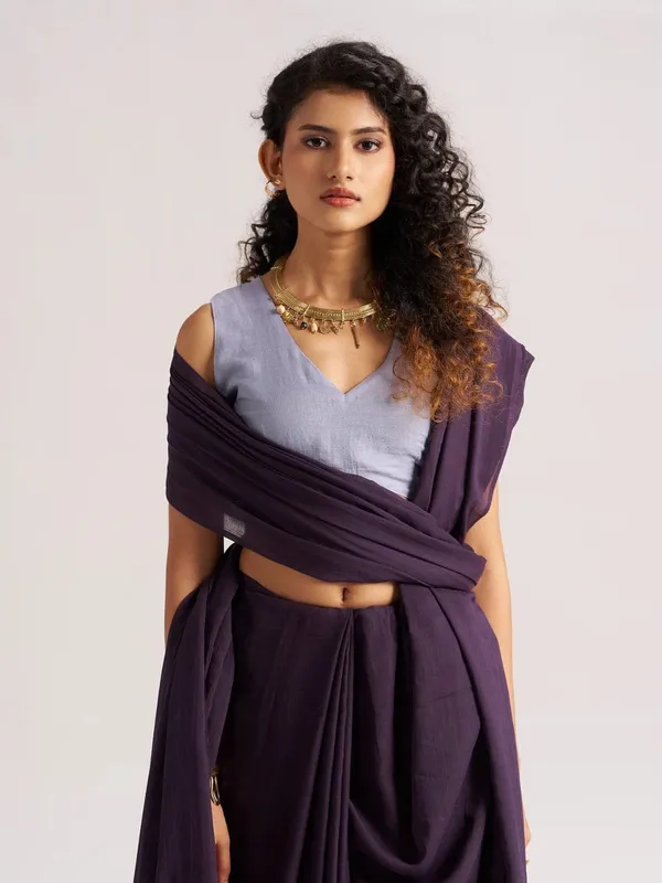 Royal_Plum_Mulmul_Cotton_Saree