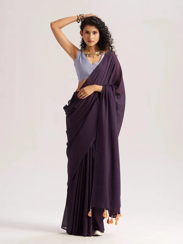 Royal_Plum_Mulmul_Cotton_Saree