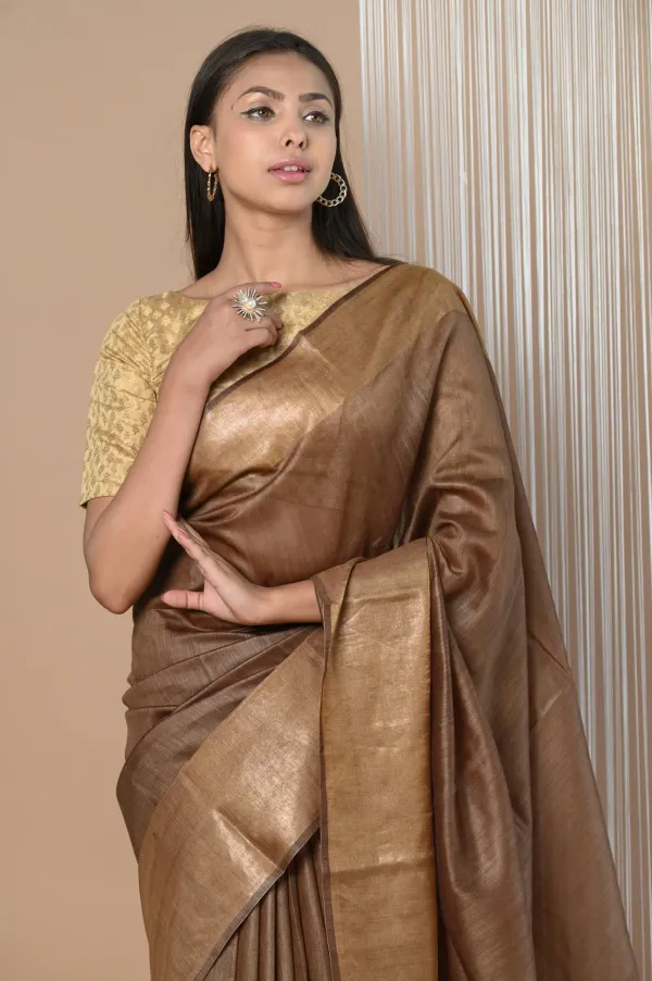 Brown_Tussar_Munga_Silk_Premium_&_Elegant_Saree_For_Women_(With_Blouse_Piece)