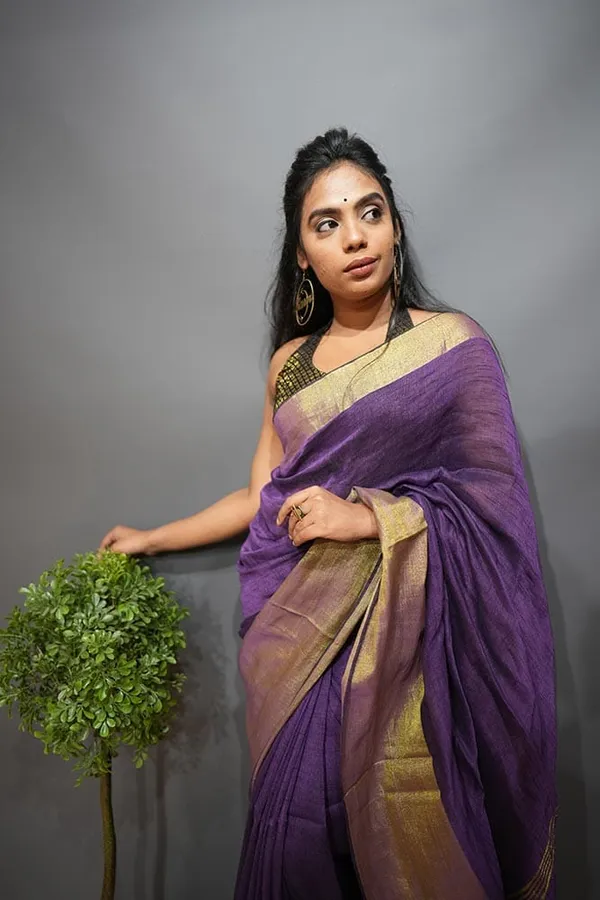 Shahi_Purple_Gold_Linen_Saree