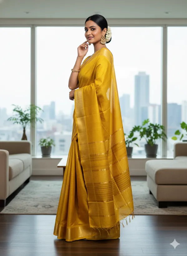 Yellow_Pure_Tussar_Silk_Premium_&_Elegant_Saree_For_Women_(With_Blouse_Piece)