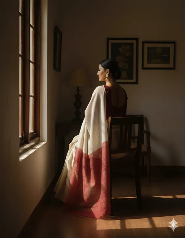 Cream_Tussar_Ghicha_Silk_Premium_&_Elegant_Saree_For_Women_(With_Blouse_Piece)