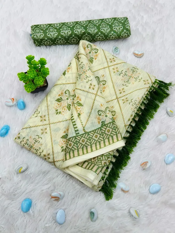 Vrinda_Leaf_Grace_Soft_Linen_Saree