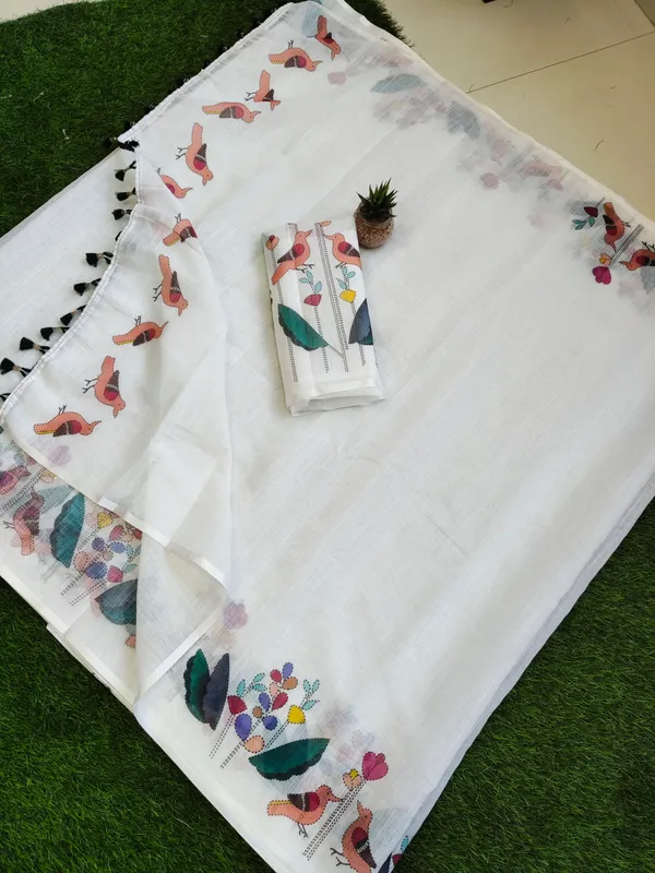 White_soft_cotton_printed_saree