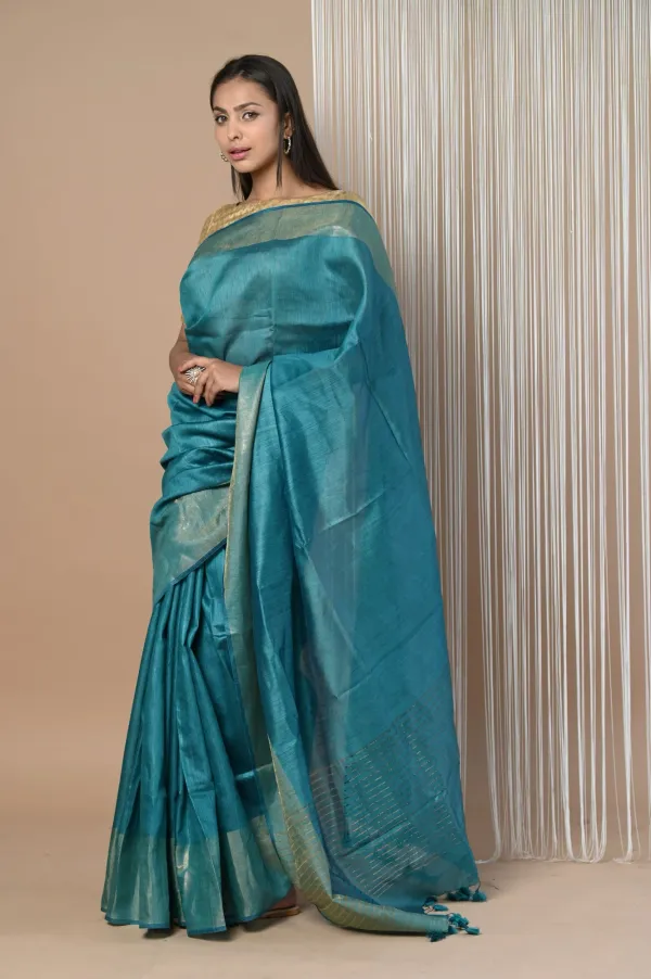 Blue_Tussar_Munga_Silk_Premium_&_Elegant_Saree_For_Women_(With_Blouse_Piece)
