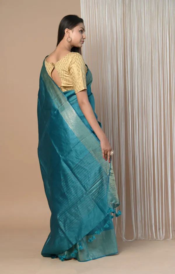Blue_Tussar_Munga_Silk_Premium_&_Elegant_Saree_For_Women_(With_Blouse_Piece)