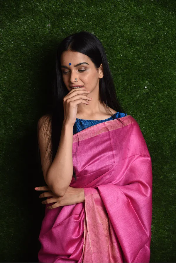 Pink_Tussar_Munga_Silk_Premium_&_Elegant_Saree_For_Women_(With_Blouse_Piece)