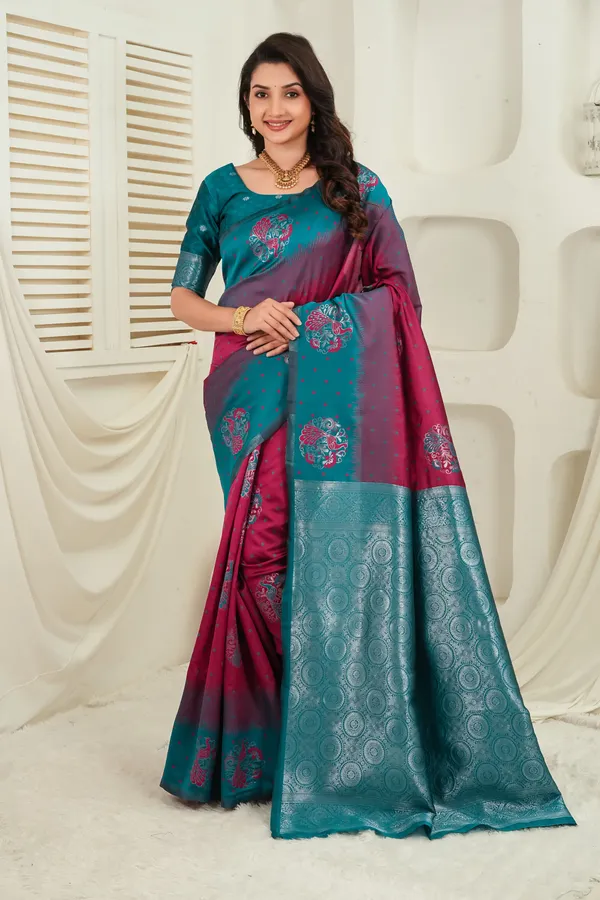 Rangmehfil_Dual_Tone_Zari_Weave_Silk_Blend_Saree