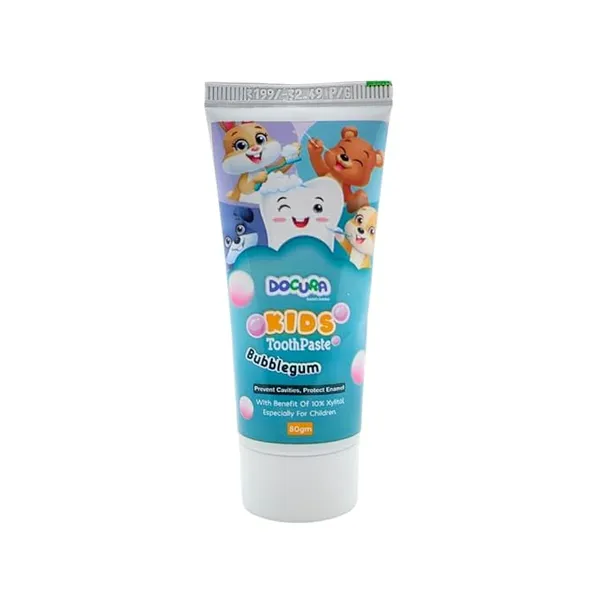 Docura_Kids_Toothpaste_for_2_years_and_above_-_Bubblegum_Flavuor_|_10%_Xylitol_for_Stronger_Teeth_&_Cavity_Protection_|_80gm