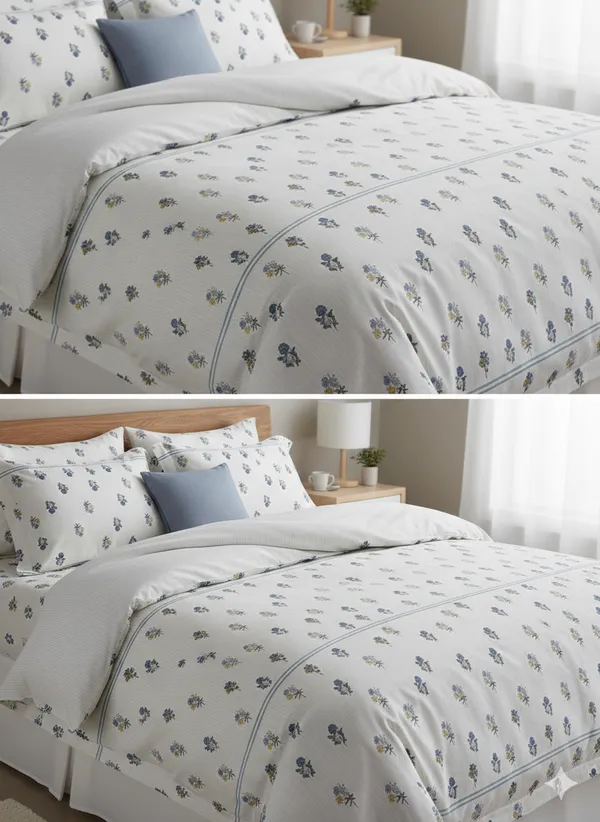 Cream_&_Grey_Small_Floral_Pattern_Cotton_Double_Bedsheet_With_Pillow_Cover