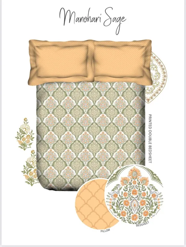 Multicolor_Manohari_Sage_Cotton_Double_Bedsheet_With_Pillow_Cover