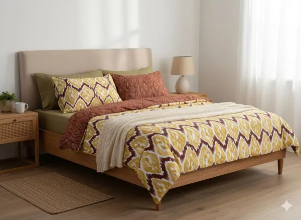 Saaj_Mustard_Cotton_Double_Bedsheet_With_Pillow_Cover