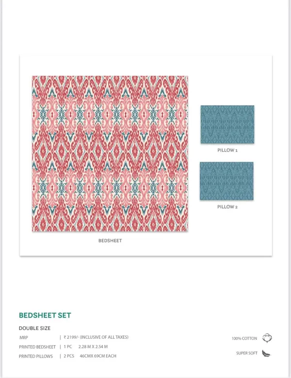 Saaj_Red_Cotton_Double_Bedsheet_With_Pillow_Cover