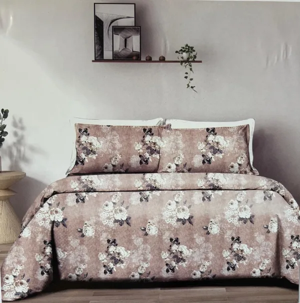 Light_Brown_Floral_Cotton_Double_Bedsheet_With_Pillow_Cover