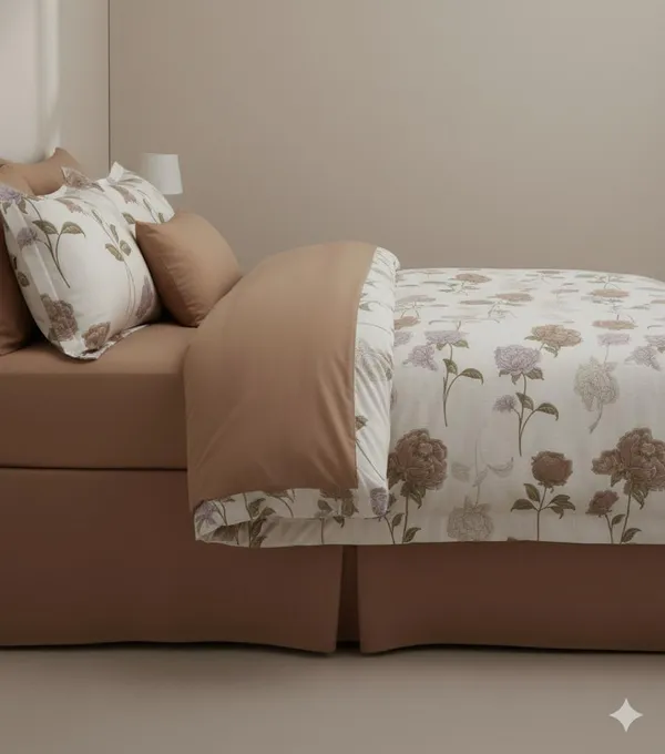 Cream_&_White_Large_Floral_Cotton_Double_Bedsheet_With_Pillow_Cover
