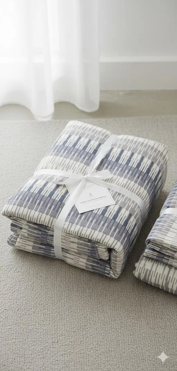 Beige_Grey_Linear_Design_Cotton_Double_Bedsheet_With_Pillow_Cover