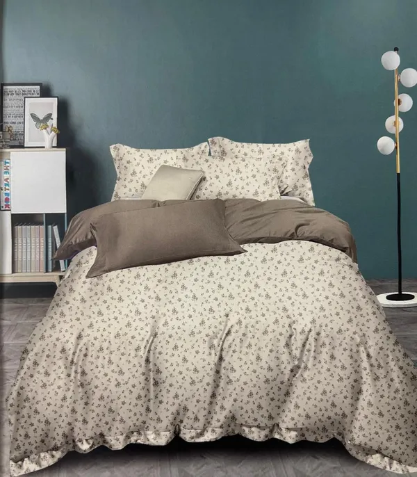 Cream_White_Tiny_Floral_Cotton_Double_Bedsheet_With_Pillow_Cover