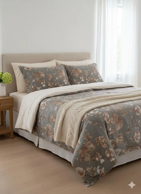 Grey_Floral_Cotton_Double_Bedsheet_With_Pillow_Cover