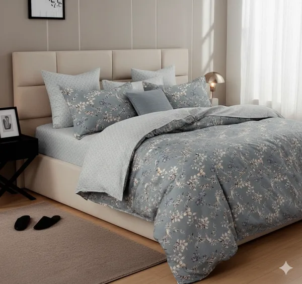 Green_Floral_Pattern_Cotton_Double_Bedsheet_With_Pillow_Cover