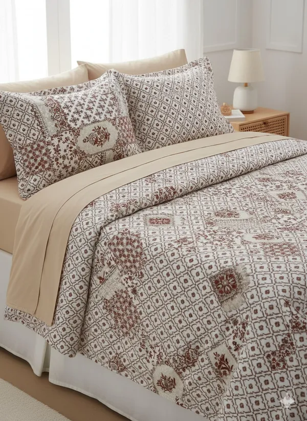 Meera_Brown_Cotton_Double_Bedsheet_With_Pillow_Cover