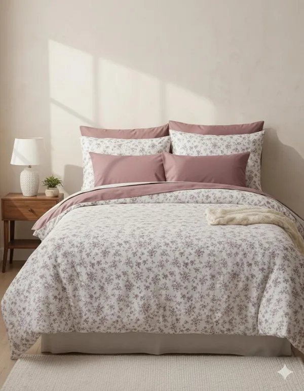 White_Purple_Floral_Design_Cotton_Double_Bedsheet_With_Pillow_Cover