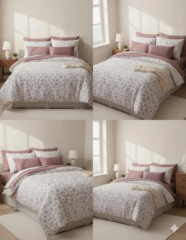 White_Purple_Floral_Design_Cotton_Double_Bedsheet_With_Pillow_Cover
