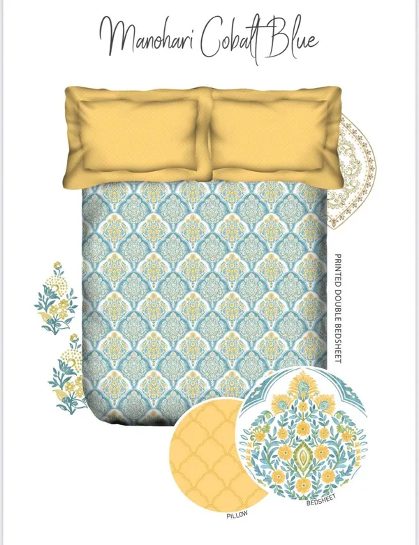 Manohari_Cobalt_Cotton_Double_Bedsheet_With_Pillow_Cover