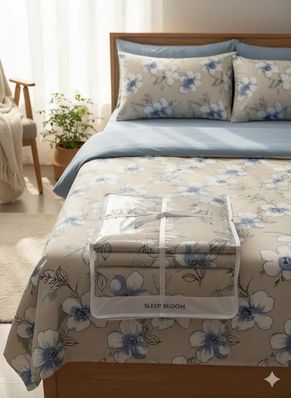 Off_White_Floral_Cotton_Double_Bedsheet_With_Pillow_Cover