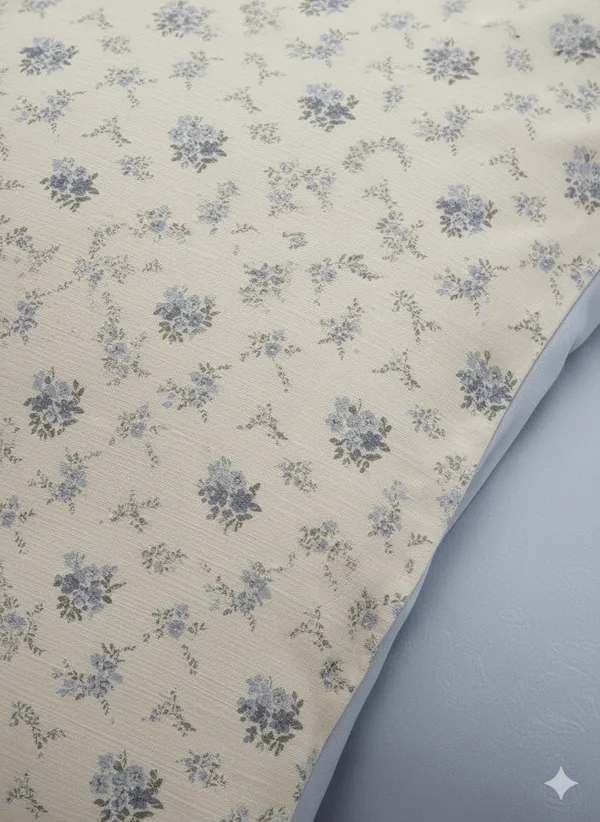 Light_Blue_Tiny_Floral_Cotton_Double_Bedsheet_With_Pillow_Cover