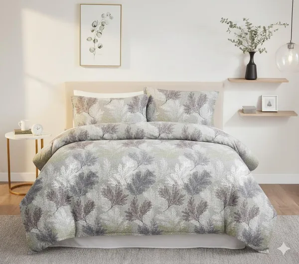 Green_Plant_Pattern_Cotton_Double_Bedsheet_With_Pillow_Cover