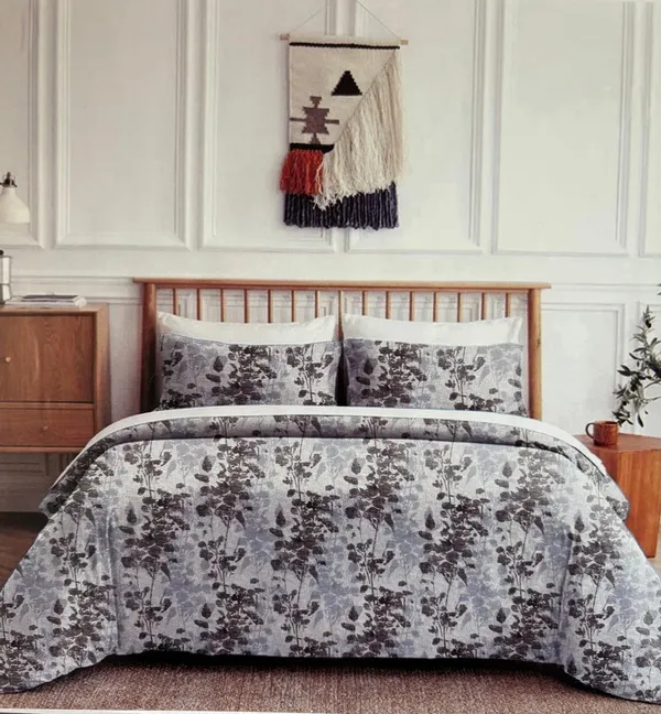Grey_&_Brown_Printed_Pattern_Cotton_Double_Bedsheet_With_Pillow_Cover