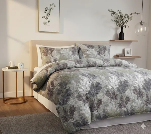 Grey_&_Brown_Printed_Pattern_Cotton_Double_Bedsheet_With_Pillow_Cover