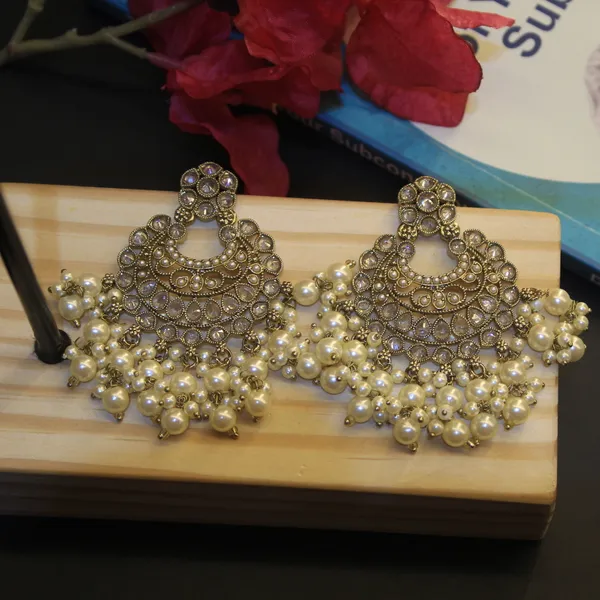 White_&_Golden_Premium_Brass_Jhumkas_For_Women