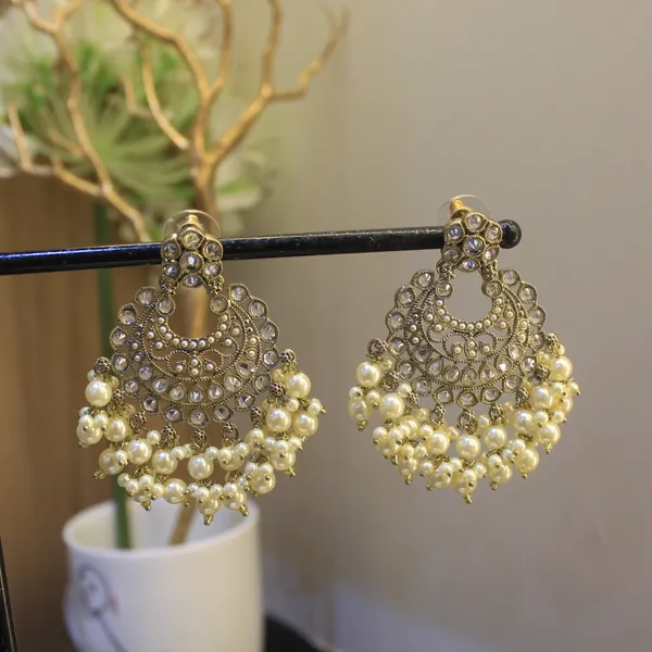 White_&_Golden_Premium_Brass_Jhumkas_For_Women
