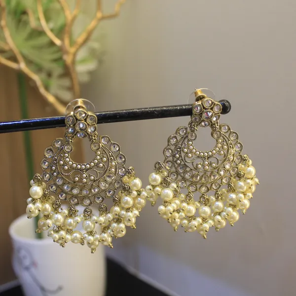 White_&_Golden_Premium_Brass_Jhumkas_For_Women