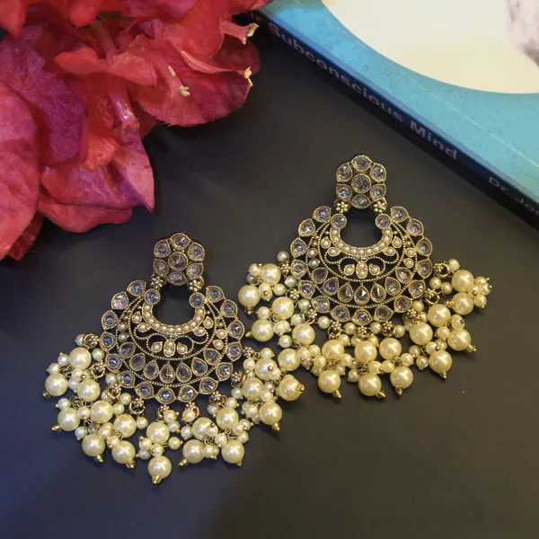 White_&_Golden_Premium_Brass_Jhumkas_For_Women