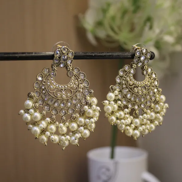 White_&_Golden_Premium_Brass_Jhumkas_For_Women