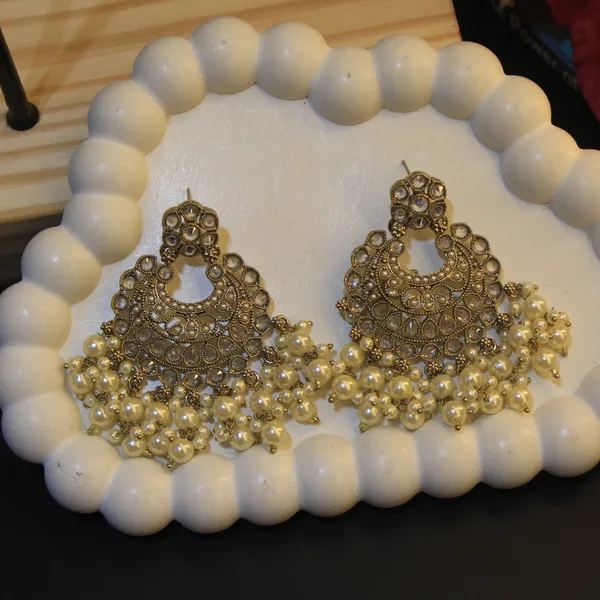 White_&_Golden_Premium_Brass_Jhumkas_For_Women