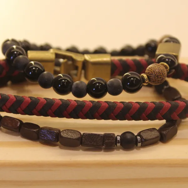 Multi-Layer_Leather_Wooden_Bead__Hand-Woven_Four-Piece_Men's_Bracelet
