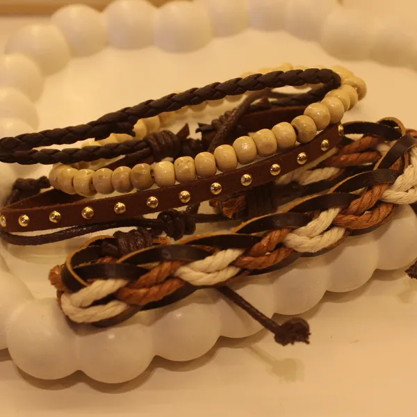 Multi-Layer_Leather_Wooden_Bead__Hand-Woven_Four-Piece_Men's_Bracelet