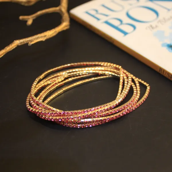 Glimsy_Sparkling_Tennis_Stretch_Pink_Bracelet_Set_(Pack_of_6)