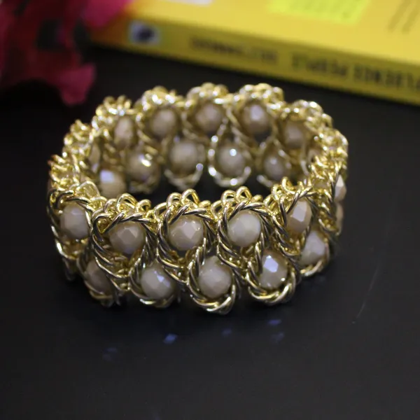 Cream_&_Golden_Premium_Crystal_Stretch_Bracelets_For_Women