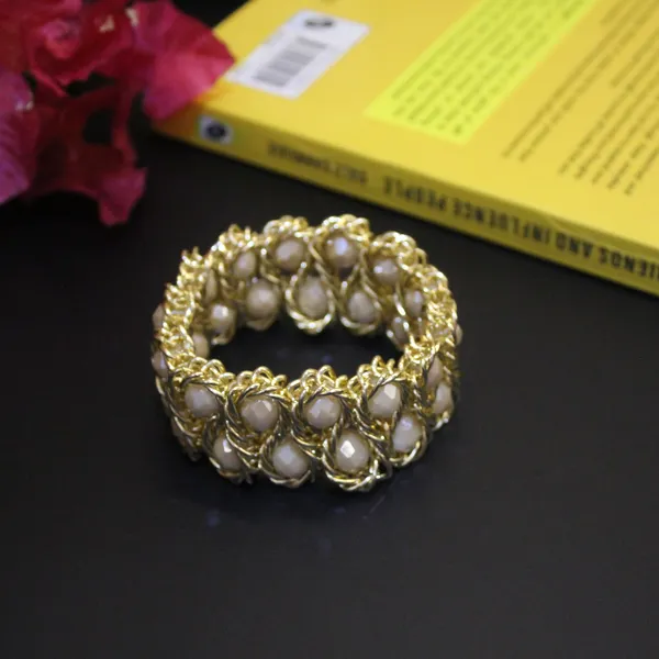 Cream_&_Golden_Premium_Crystal_Stretch_Bracelets_For_Women