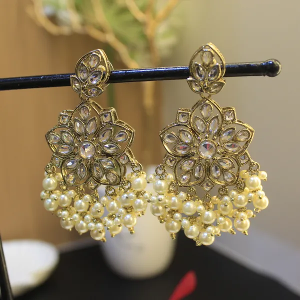 White_&_Golden_Premium_Brass_Jhumkas_For_Women