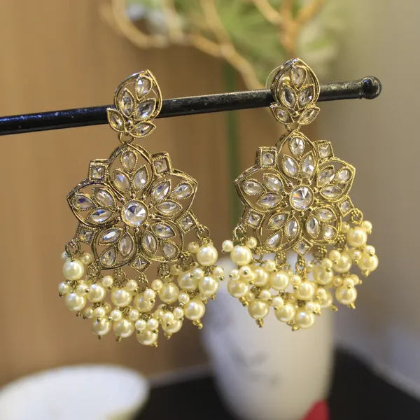 White_&_Golden_Premium_Brass_Jhumkas_For_Women