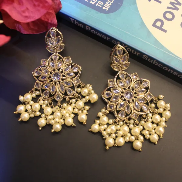 White_&_Golden_Premium_Brass_Jhumkas_For_Women