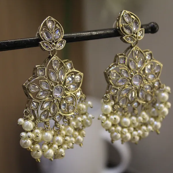 White_&_Golden_Premium_Brass_Jhumkas_For_Women