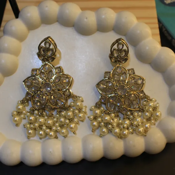 White_&_Golden_Premium_Brass_Jhumkas_For_Women