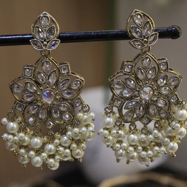 White_&_Golden_Premium_Brass_Jhumkas_For_Women